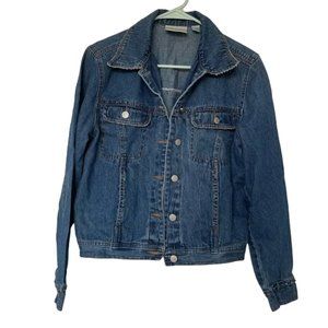 Vintage Bill Blass Jeanswear Beaded Cotton Denim Jacket Womens Size Small